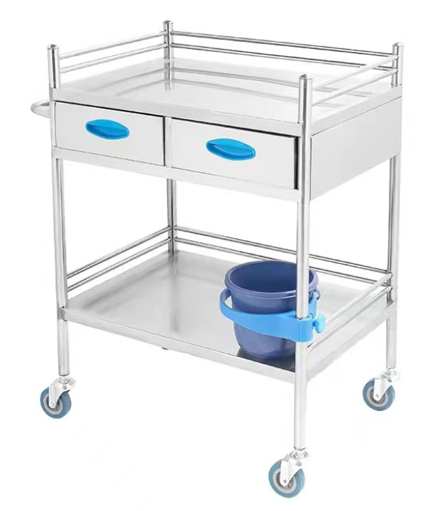 Medical Stainless steel trolley with barrel