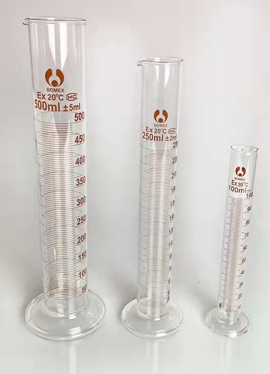 Glass Graduated cylinder ，Size: 5ml,10ml,25ml,50ml,100ml,150ml can be choose