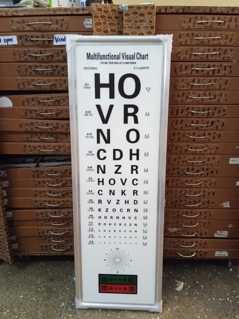 Boîte à lumière LED eye chart 5 mètres version anglaise