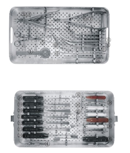 Kit d'instruments d'ostéotomie, 28 pièces