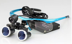 Dental LED headlamp with 3.5X magnification, with rechargeable battery