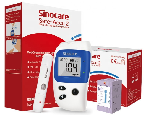 [CC23031402] Sinocare Safe-accu2 Lecteur de glycémie avec bandelettes réactives