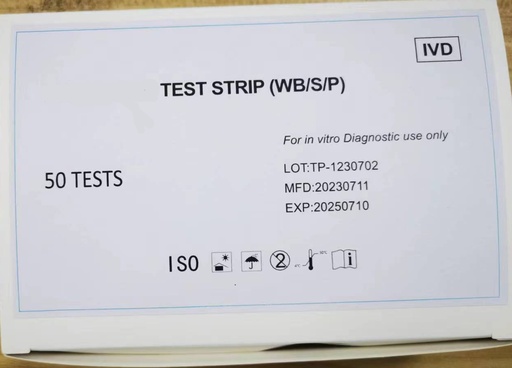 [CRS4HCG2.5] Bandelettes d'urine de grossesse HCG 2,5 mm, 50 tests/boîte